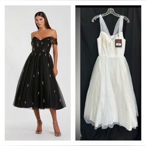 Mac Duggal 26498 NWT Light Blue Off Shoulder Embellished Tulle Cocktail Dress